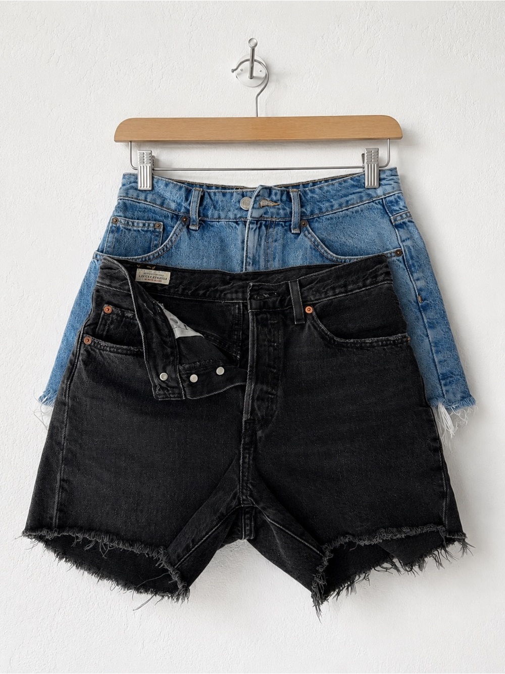 Bundle of 2 Women’s Denim Shorts | Levi’s Premium 501 Black Cutoff & Topshop ,6